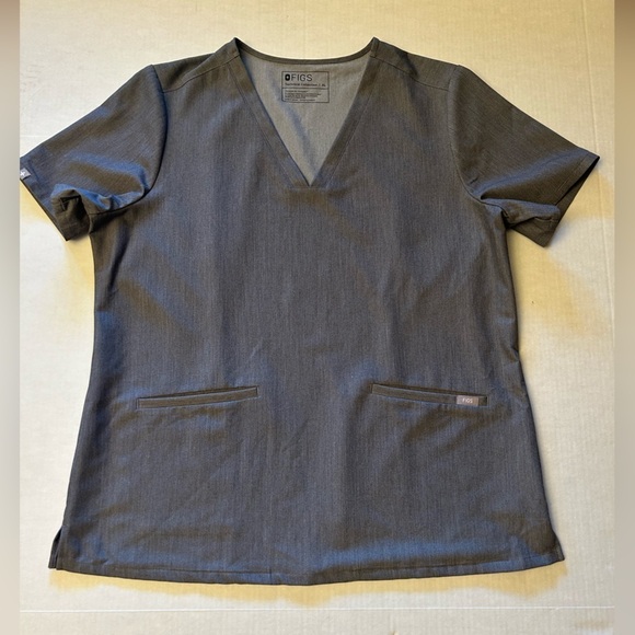 Figs Gray Technical Collection V-Neck Short Sleeve Scrub Top classic fitSz-XL Z6 - Picture 7 of 12